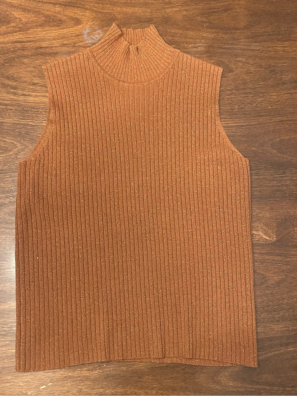 Karen Scott Sleeveless Ribbed Turtleneck - Copper
